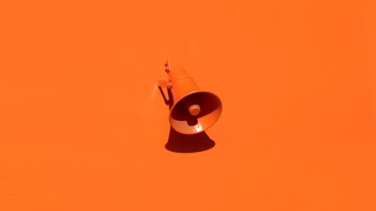a small orange megaphone set against a similar orange background
