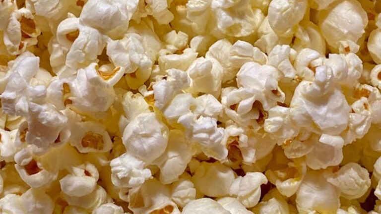 a close up of cream coloured popcorn